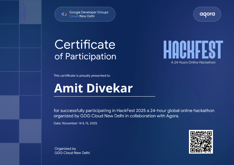 CERTIFICATE for Amit Divekar